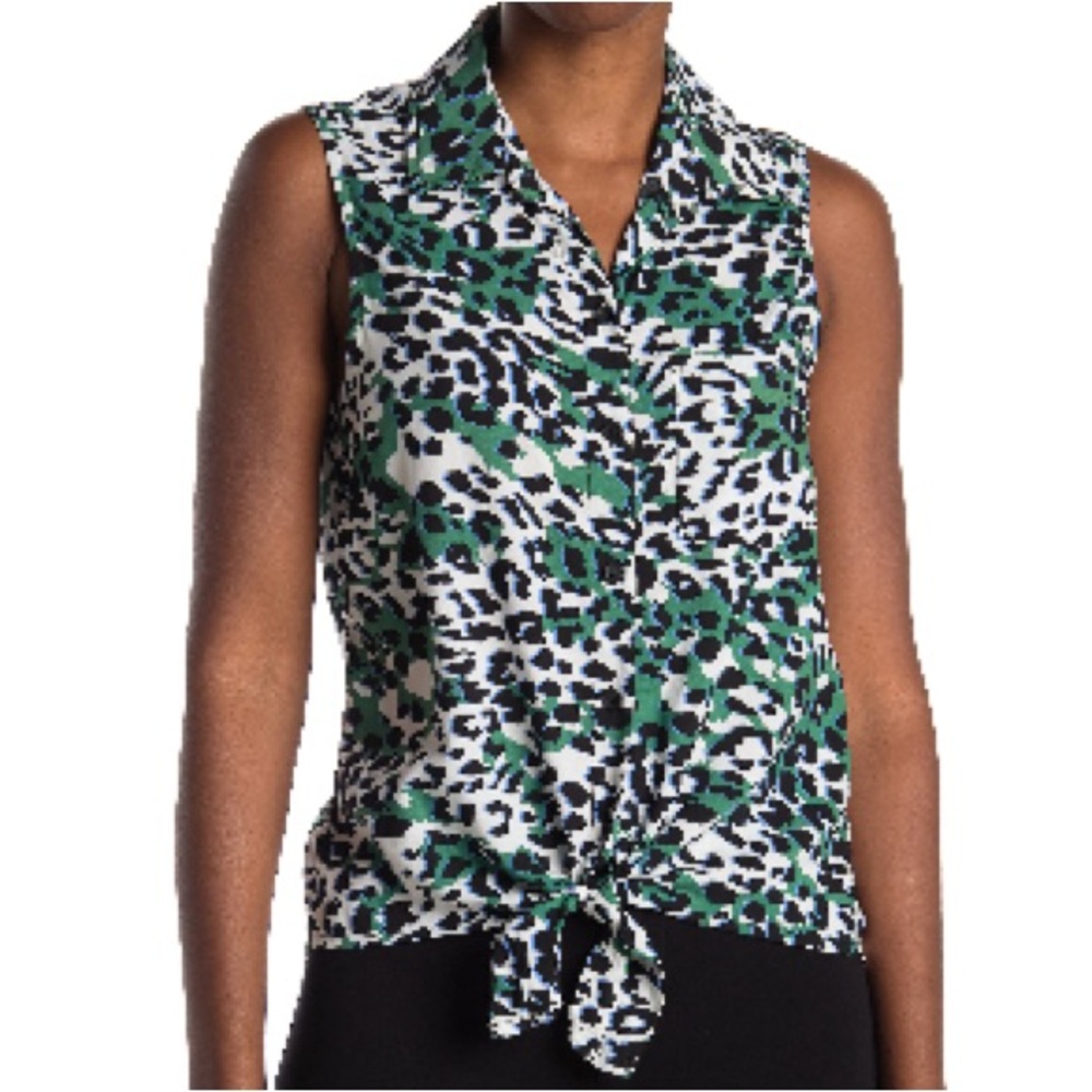 Green Leopard Print Sleeveless Top